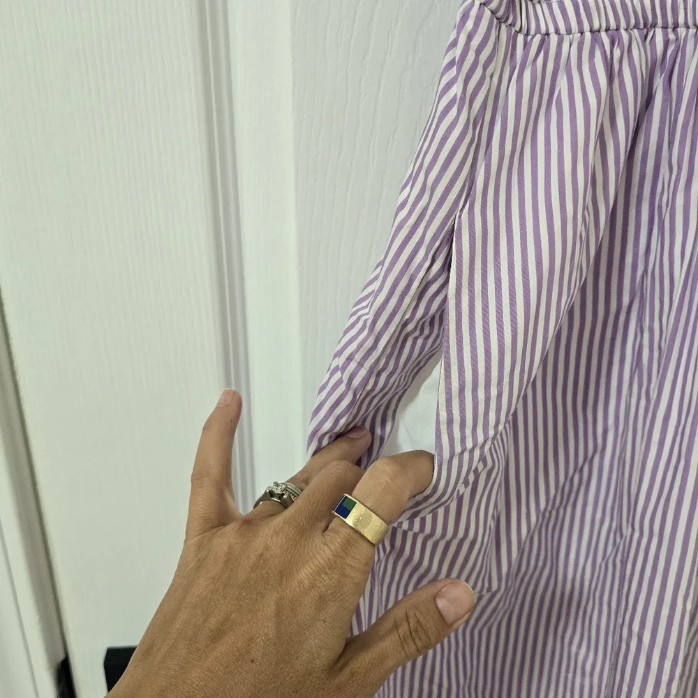 J.Crew Lavender Stripe Ruffle Tiered Midi Dress Size S - Picture 9 of 12